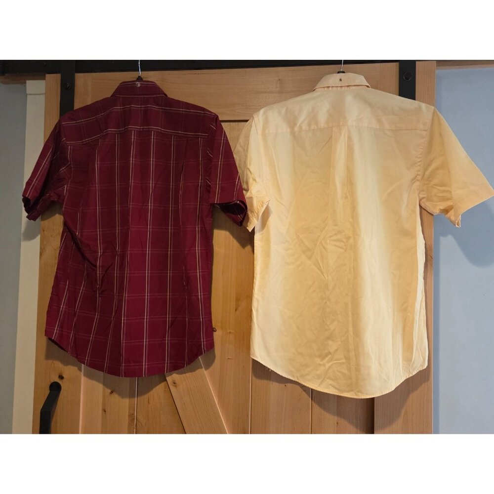 New! Lot of 2 Dockers Men’s S 14-14.5 Red Plaid & Yellow Button Down Shirts - Picture 2 of 13